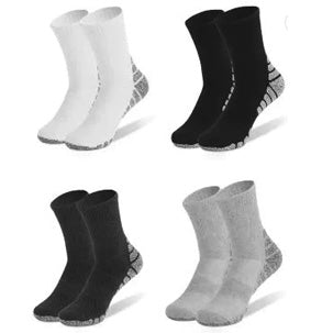 4 Pairs - Men's Crew Socks (1 White, 1 Grey, 1 Dark Grey, 1 Black)