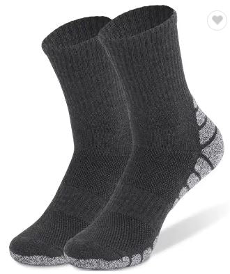 4 Pairs - Men's Crew Socks (1 White, 1 Grey, 1 Dark Grey, 1 Black)