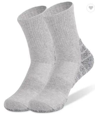 4 Pairs - Men's Crew Socks (1 White, 1 Grey, 1 Dark Grey, 1 Black)