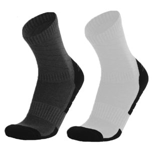 4 Pairs (2 Grey, 2 White) - Kids Crew Socks (Boys and Girls) made of Merino Wool with Cushion Bottoms